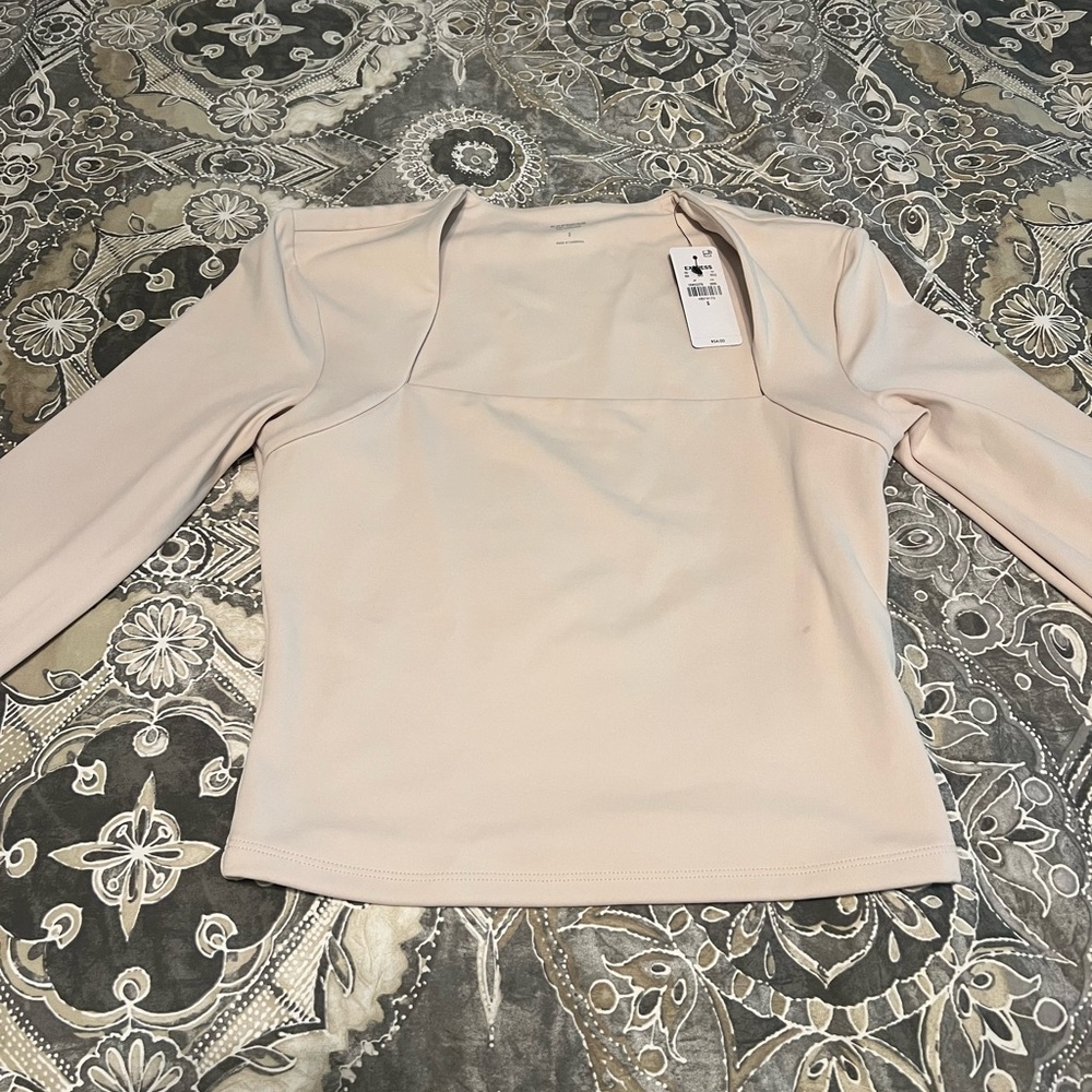 Express Beige Long Sleeve Bodysuit